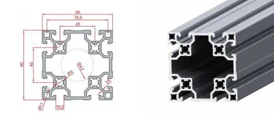 90X90 Sigma Profil 10 Kanal Hafif Tip